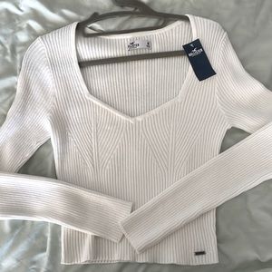 Hollister classy sweater top with unique stitching, M, NWT